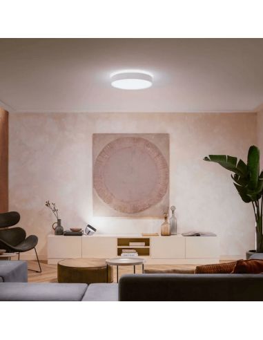 Grand plafonnier LED intelligent Enrave blanc 33,5W lumière blanche photo ambiante