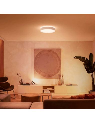 Plafón techo LED inteligente grande Enrave blanco 33,5W foto ambiente luz blanca cálida