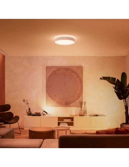 Plafón techo LED inteligente grande Enrave blanco 33,5W foto ambiente luz blanca cálida