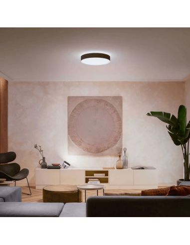 Plafón techo LED inteligente grande Enrave negro 33,5W IP20 foto ambiente