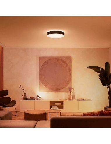 Plafón techo LED inteligente grande Enrave negro 33,5W IP20 foto ambiente luz cálida
