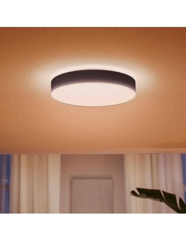 Plafón techo LED inteligente grande Enrave negro 33,5W IP20 foto ambiente luz blanca cálida