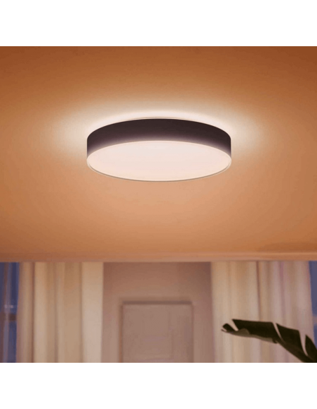 Plafón techo LED inteligente grande Enrave negro 33,5W IP20 foto ambiente luz blanca cálida