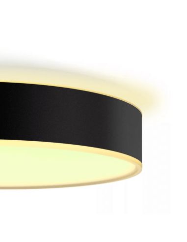 Plafón techo LED inteligente grande Enrave negro 33,5W IP20 luz  encendida