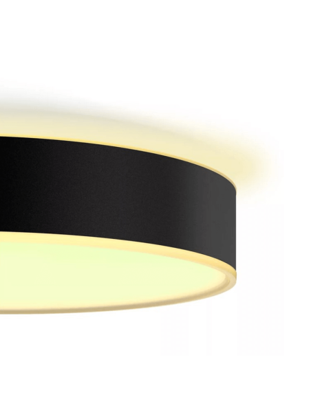 Plafón techo LED inteligente grande Enrave negro 33,5W IP20 luz  encendida