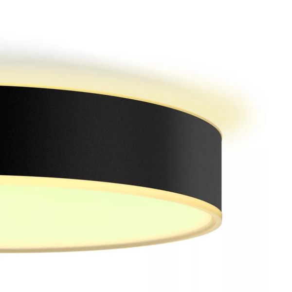 Plafón techo LED inteligente grande Enrave negro 33,5W IP20 luz  encendida