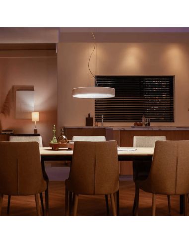 Plafonnier LED intelligent Enrave blanc 33,5W photo d'ambiance allumé