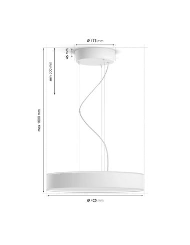 Lâmpada de teto LED inteligente Enrave branco 33,5W medidas do produto