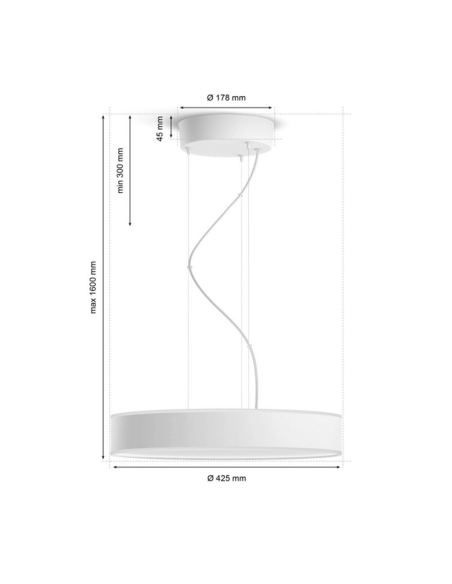 Plafonnier LED intelligent Enrave blanc 33,5W mesures du produit
