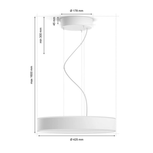 Lámpara techo LED inteligente Enrave blanco 33,5W medidas producto