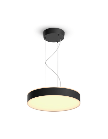 Lámpara techo LED inteligente Enrave negro 33,5W luz encendida