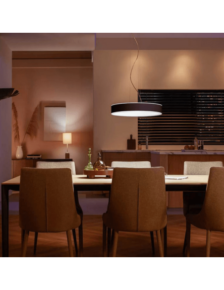 Lámpara techo LED inteligente Enrave negro 33,5W foto ambiente