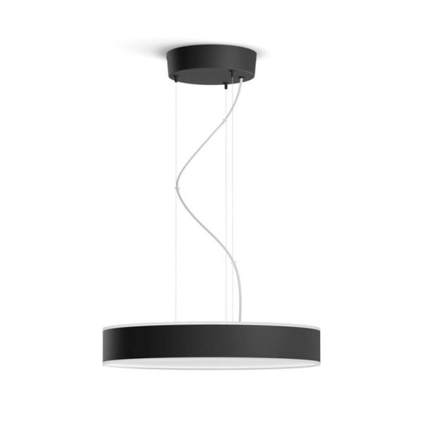 Plafonnier LED intelligent Enrave noir 33,5W détail lumière éteinte