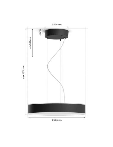 Lámpara techo LED inteligente Enrave negro 33,5W medidas producto