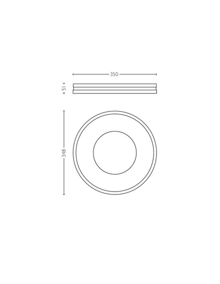 Plafón techo LED inteligente Being negro 22,5W medidas producto