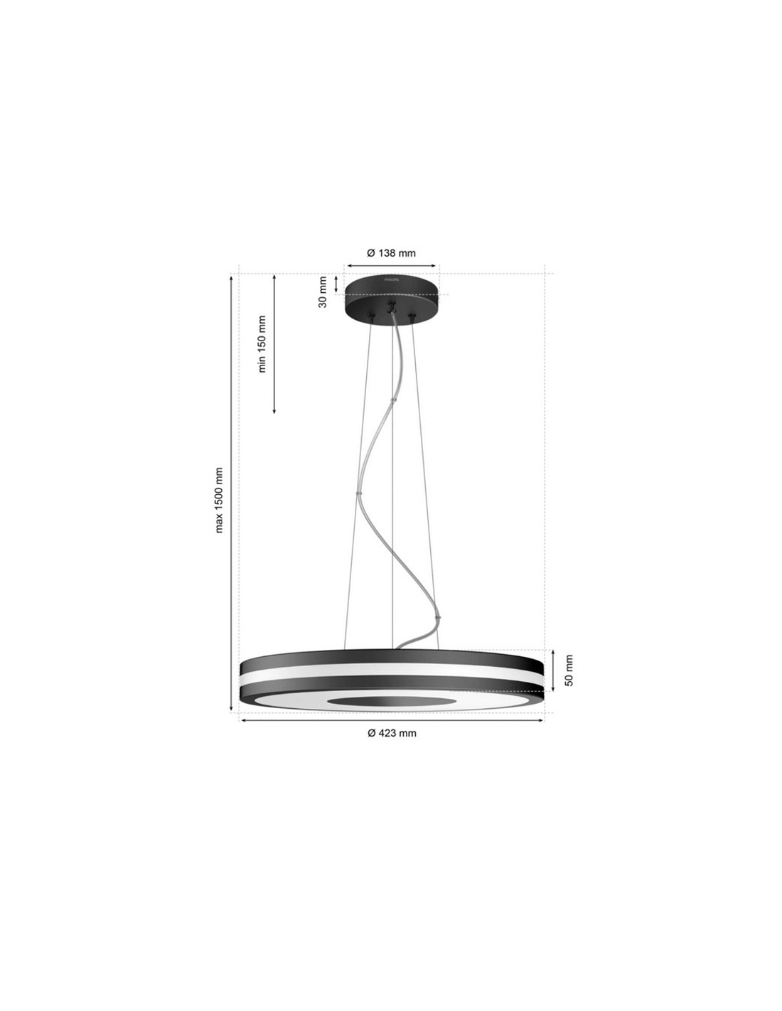 Luminária de teto LED inteligente preta Sendo 25W leonleds