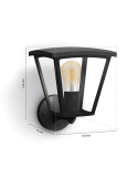 Candeeiro de parede exterior LED Inara Black 1 luz 7W medidas do produto