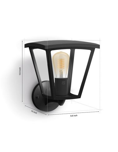 Aplique para exterior LED Inara Negro 1 luz 7W medidas producto
