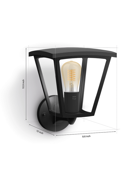 Aplique para exterior LED Inara Negro 1 luz 7W medidas producto