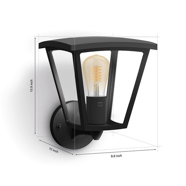 Applique d'extérieur LED Inara Noir 1 lumière 7W mesures du produit