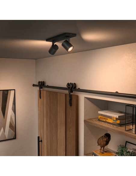 Foco LED 2 luces Runner negro 2x5W foco en techo