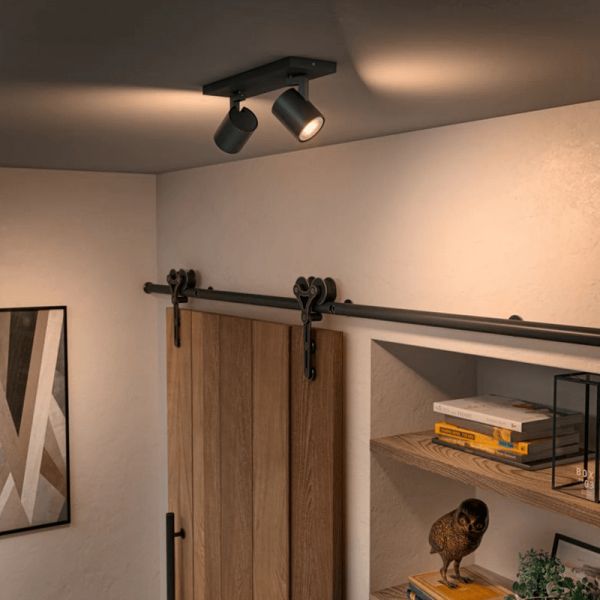 Foco LED 2 luces Runner negro 2x5W foco en techo