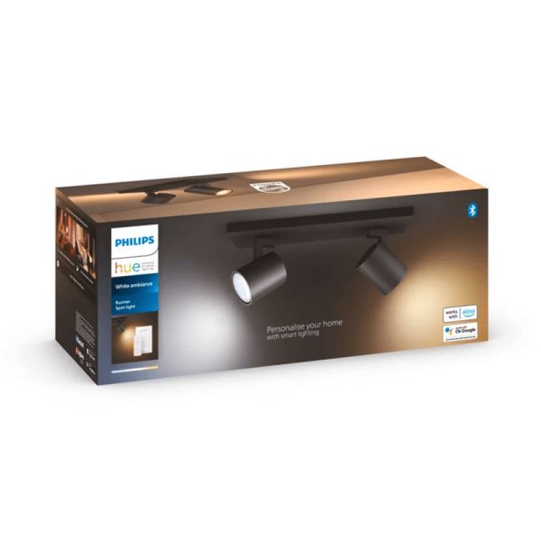 Spot LED 2 lumières Runner noir 2x5W produit box