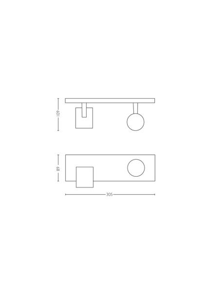 Foco LED 2 luces Runner blanco 2x5W medidas producto