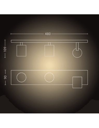 Refletor LED 3 luzes Runner preto medidas do produto