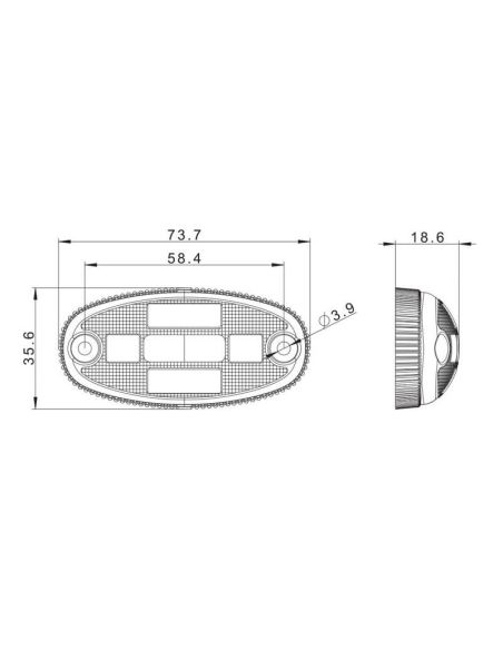 Feu de gabarit LED fumé puissant Blanc, Ambre ou Rouge FT-068 Homologation européenne Mesures E9
