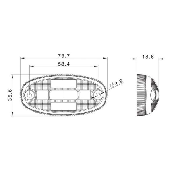 Feu de gabarit LED fumé puissant Blanc, Ambre ou Rouge FT-068 Homologation européenne Mesures E9