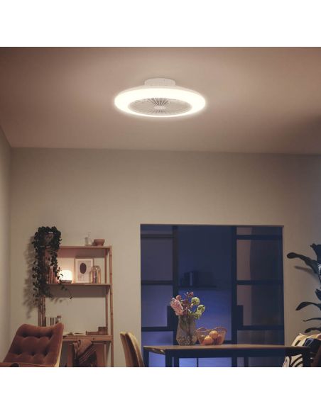 Plafón Ventilador LED de techo Amigo, blanco DC - 20W - Luz regulable 2700K A 6500K 4000Lm Philips | LeonLeds