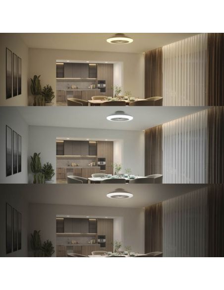Plafón Ventilador LED de techo Amigo, blanco DC - 20W - Luz regulable 2700K A 6500K 4000Lm Philips | LeonLeds