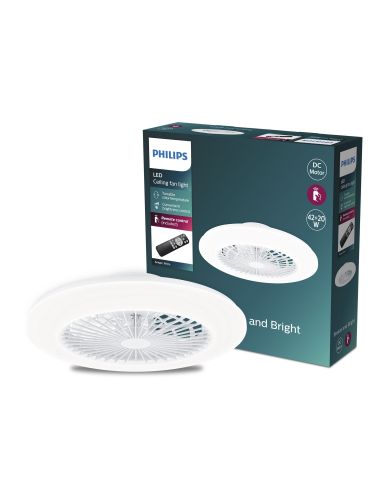 Plafón Ventilador LED de techo Amigo, blanco DC - 20W - Luz regulable 2700K A 6500K 4000Lm Philips | LeonLeds