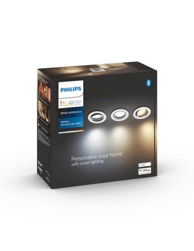 Pack focos empotrables redondo Milliskin blanco Philips Hue caja producto