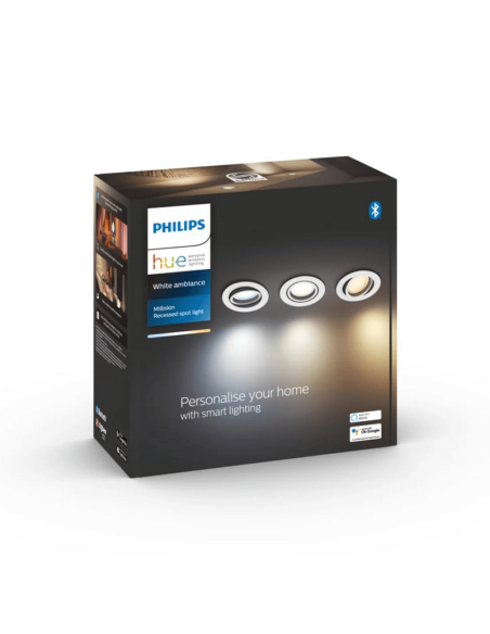 Pack focos empotrables redondo Milliskin blanco Philips Hue caja producto