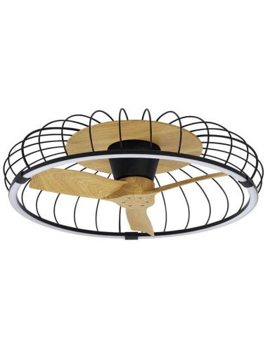 Ventilador plafón LED Nature negro y madera 7808 Mantra | LeonLeds