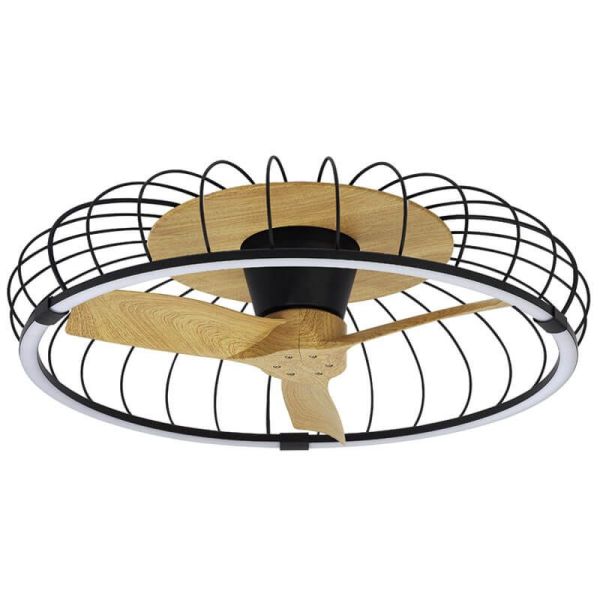 Ventilador plafón LED Nature negro y madera 7808 Mantra | LeonLeds