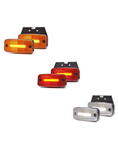 Luz de posição LED com refletor catadióptrico âmbar vermelho branco com 1 linha de LED efeito neon e com suporte de montagem