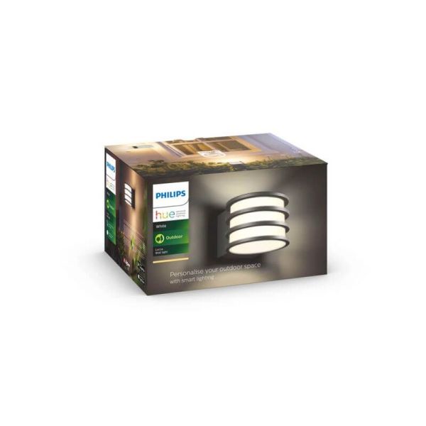Aplique de pared LED exterior inteligente Lucca Hue White caja producto