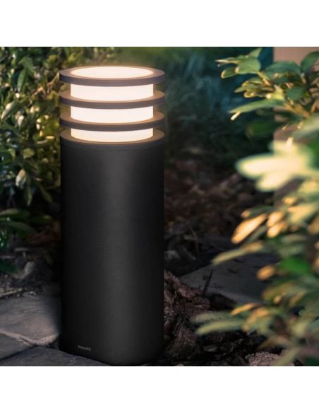 Balise extérieure LED intelligente Lucca anthracite Hue White dans le jardin extérieur