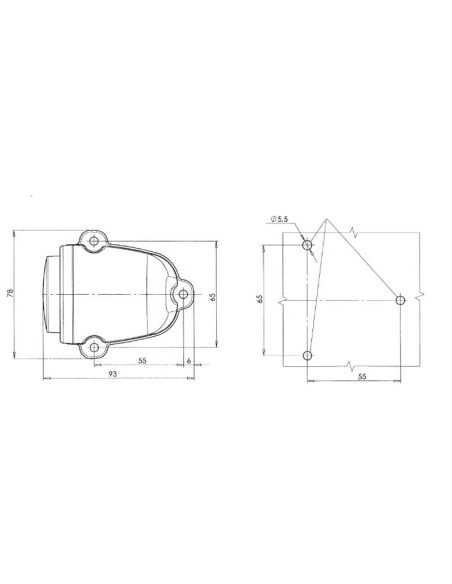 Dimensiones Piloto LED galibo delantero Codigo A con soporte angular 3 Tornillos W25RF 529 Was | LeonLeds