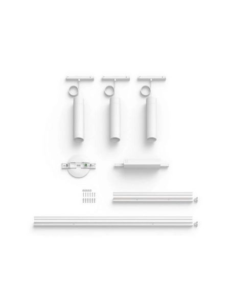 Kit Perifo teto branco 3 focos Hue White Color Ambiance componentes do produto
