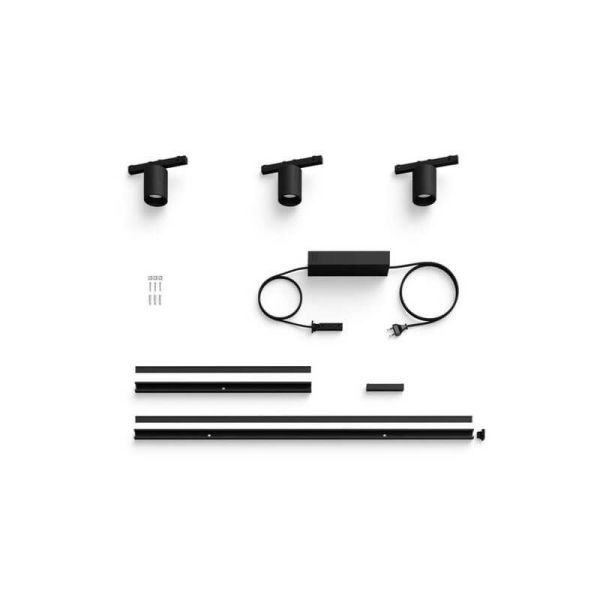 Kit Perifo pared negro 3 focos Hue White Color Ambiance componentes
