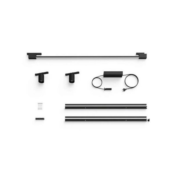 Kit Perifo mural noir 2 spots Hue White Colour Ambiance composants du produit