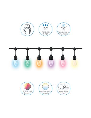 Guirlanda inteligente ao ar livre em cores, com controle de voz e Wi-Fi, IP44