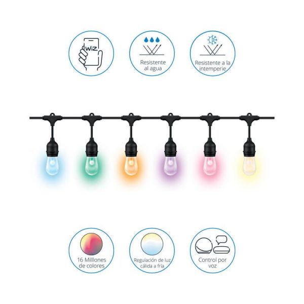 Guirnalda inteligente para exterior String a todo color, con control por voz y Wifi, IP44