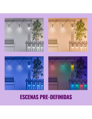 Guirlanda inteligente ao ar livre em cores, com controle de voz e Wi-Fi, IP44