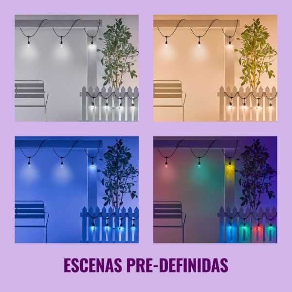 Guirnalda inteligente para exterior String a todo color, con control por voz y Wifi, IP44