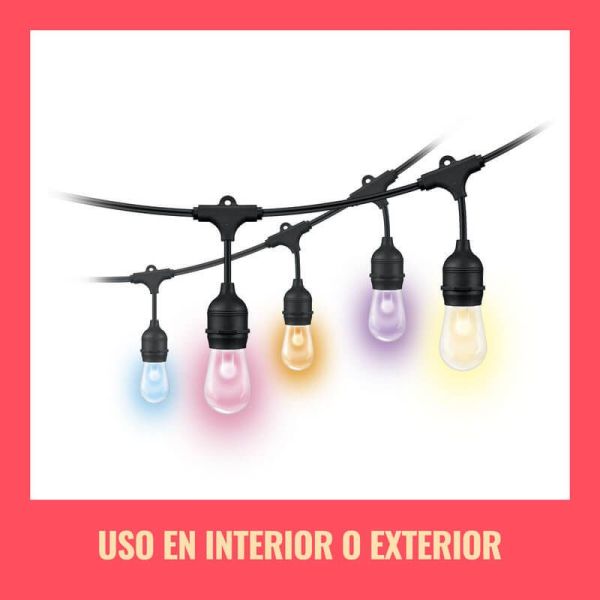 Guirnalda inteligente para exterior String a todo color, con control por voz y Wifi, IP44